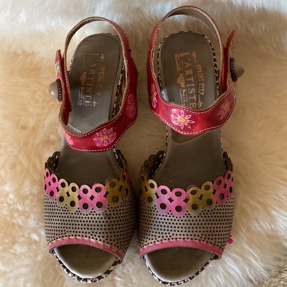 Spring Step L’Artiste Mixed Fabric & Leather Tooling Sz 39 (8.5) - Picture 8 of 13